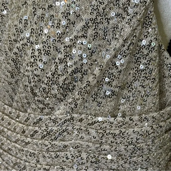 IEENA MAC DUGGAL NUDE SILVER FORMAL DRESS GOWN SEQUIN EMBELLISHED WOMEN’S SZ 12 - Picture 8 of 13
